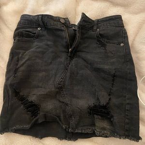 Wild fable distressed black jean skirt